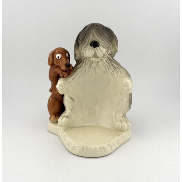 Quon Quon Porcelain Bobtail and Dachshund Hand-painted candle holder Japan 5,5" - Picture 3 of 13